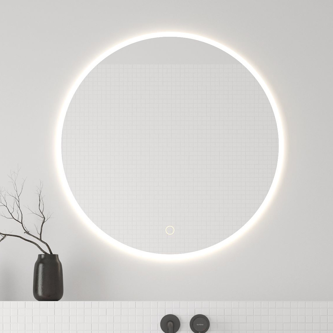 Oltens Nordlis lustro 80x80 cm okrągłe z oświetleniem z przodu z matą grzewczą 64101000 - Wysyłka w 24h