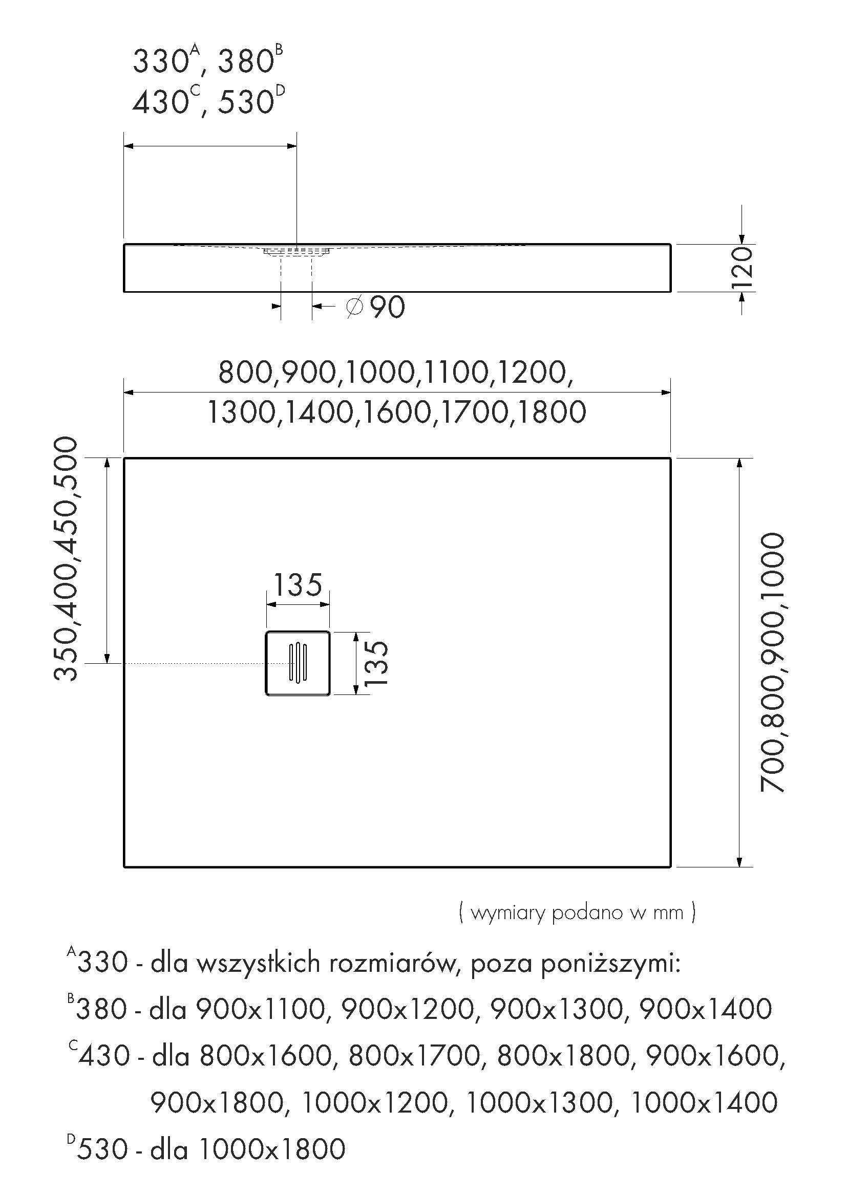 Schedline Nonlimits Black Stone brodzik 90x70 cm prostokątny czarny kamień 3ST.N1P-7090/C/ST- M1/C/ST