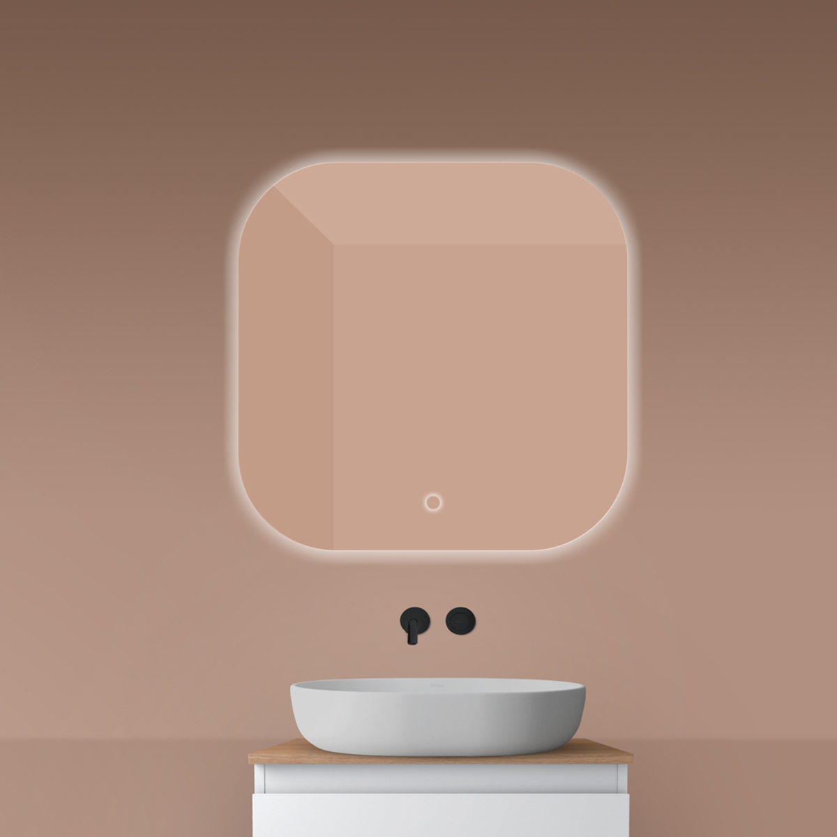 Oltens Nordlis lustro 80x80 cm kwadratowe z oświetleniem od tyłu z matą grzewczą 64125000 - Wysyłka w 24h