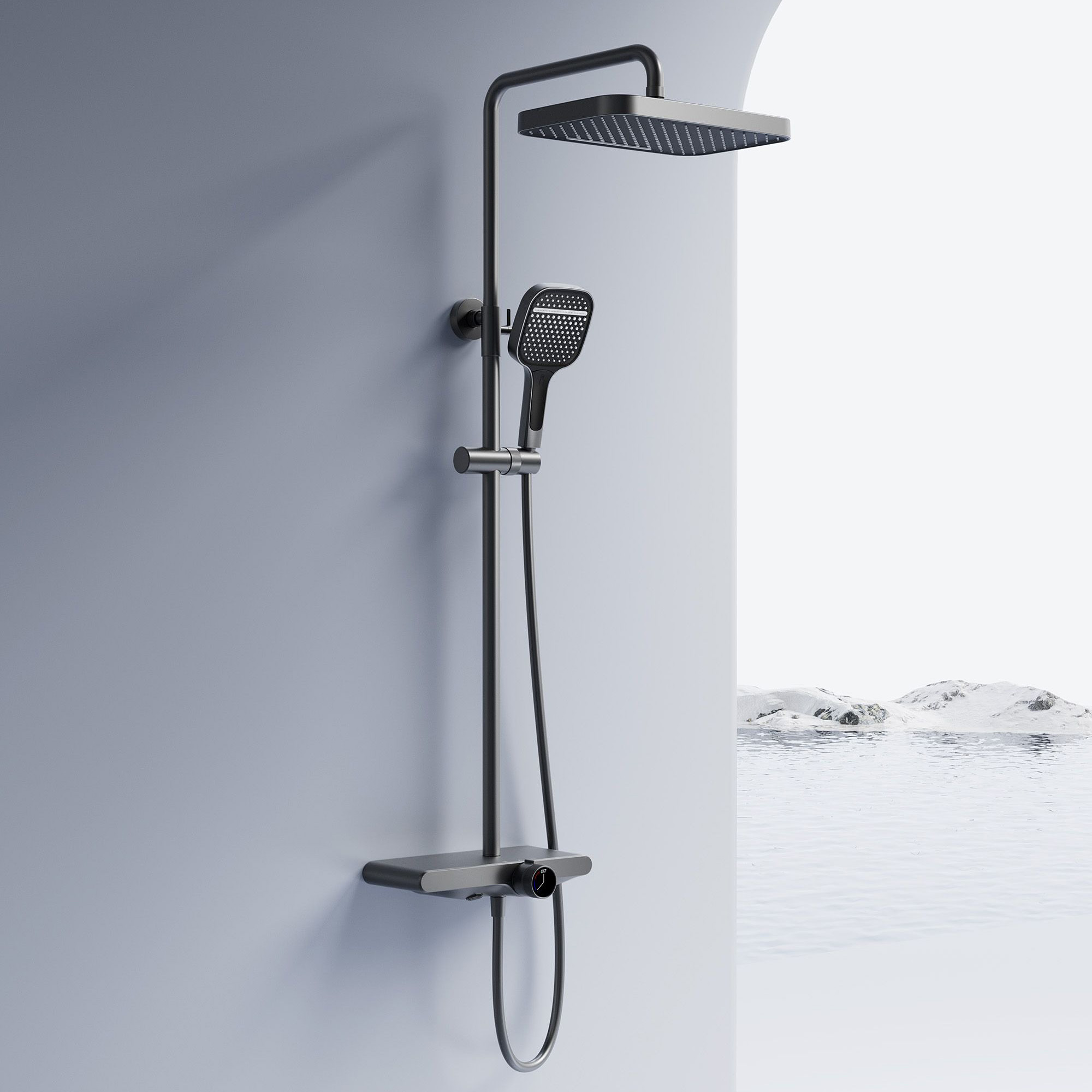 Rea Bari zestaw prysznicowy ścienny z deszczownicą tytan REA-P0890 - Wysyłka w 24h
