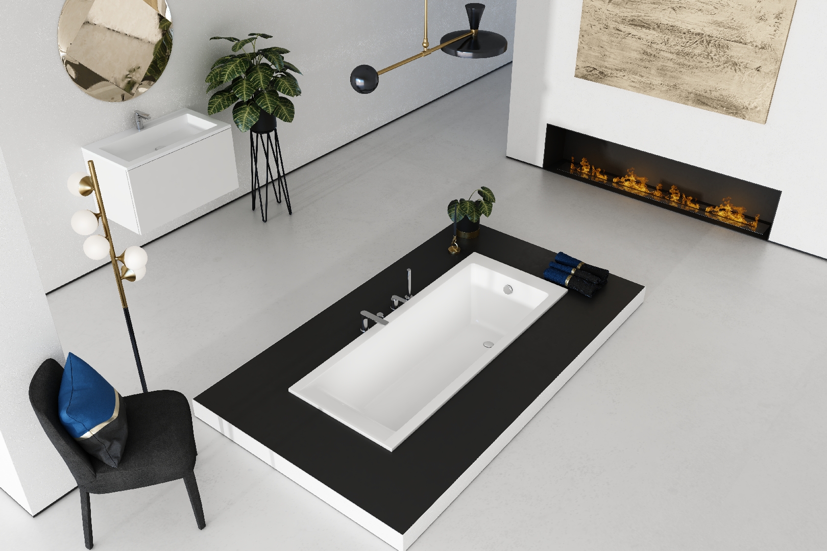 Schedline Milos Set wanna prostokątna 170x70 cm biały 3WSP.MS1P-17070