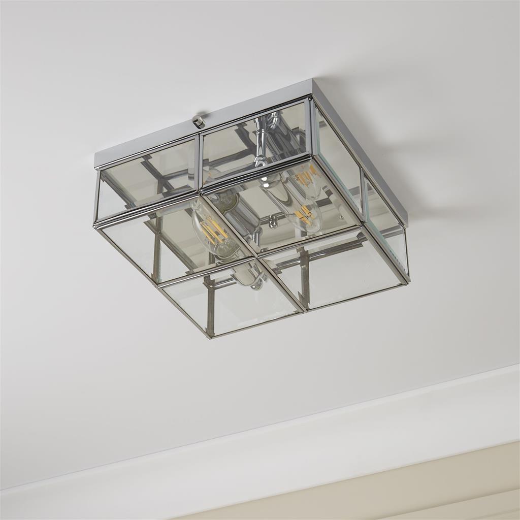 Searchlight Flush lampa podsufitowa 2x60W chrom/szkło przezroczyste 6769-26CC