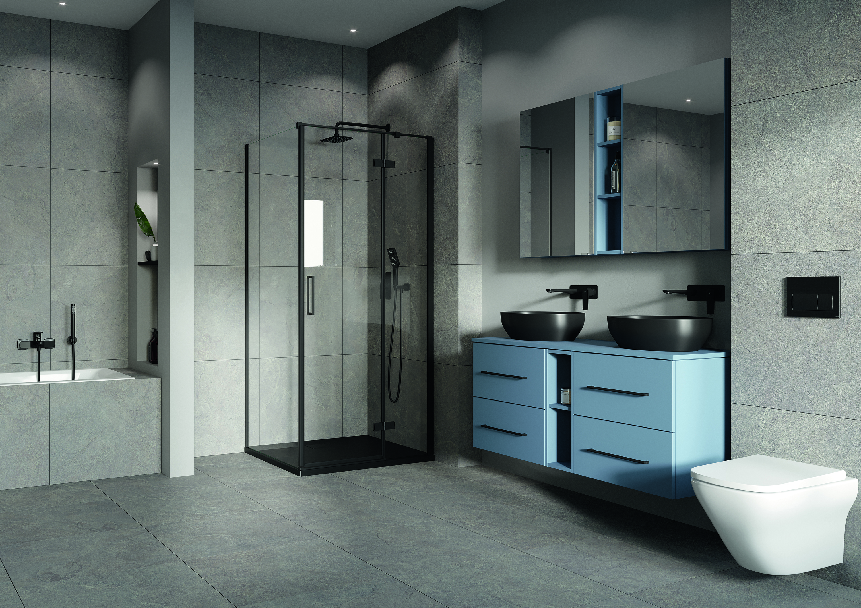 Cersanit Tako Slim brodzik 120x90 cm prostokątny czarny mat S208-002