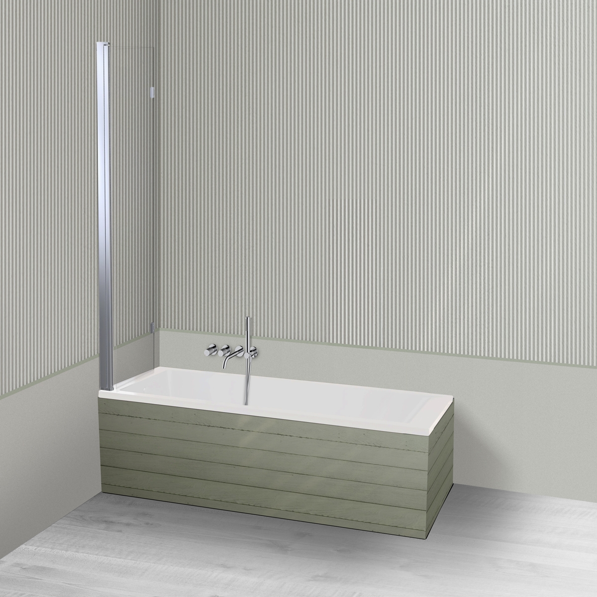 Oltens Langfoss Sela zestaw wanna prostokątna 150x70 cm akrylowa biała z parawanem nawannowym 115 cm 2-częściowy chrom 18001000 - Wysyłka w 24h