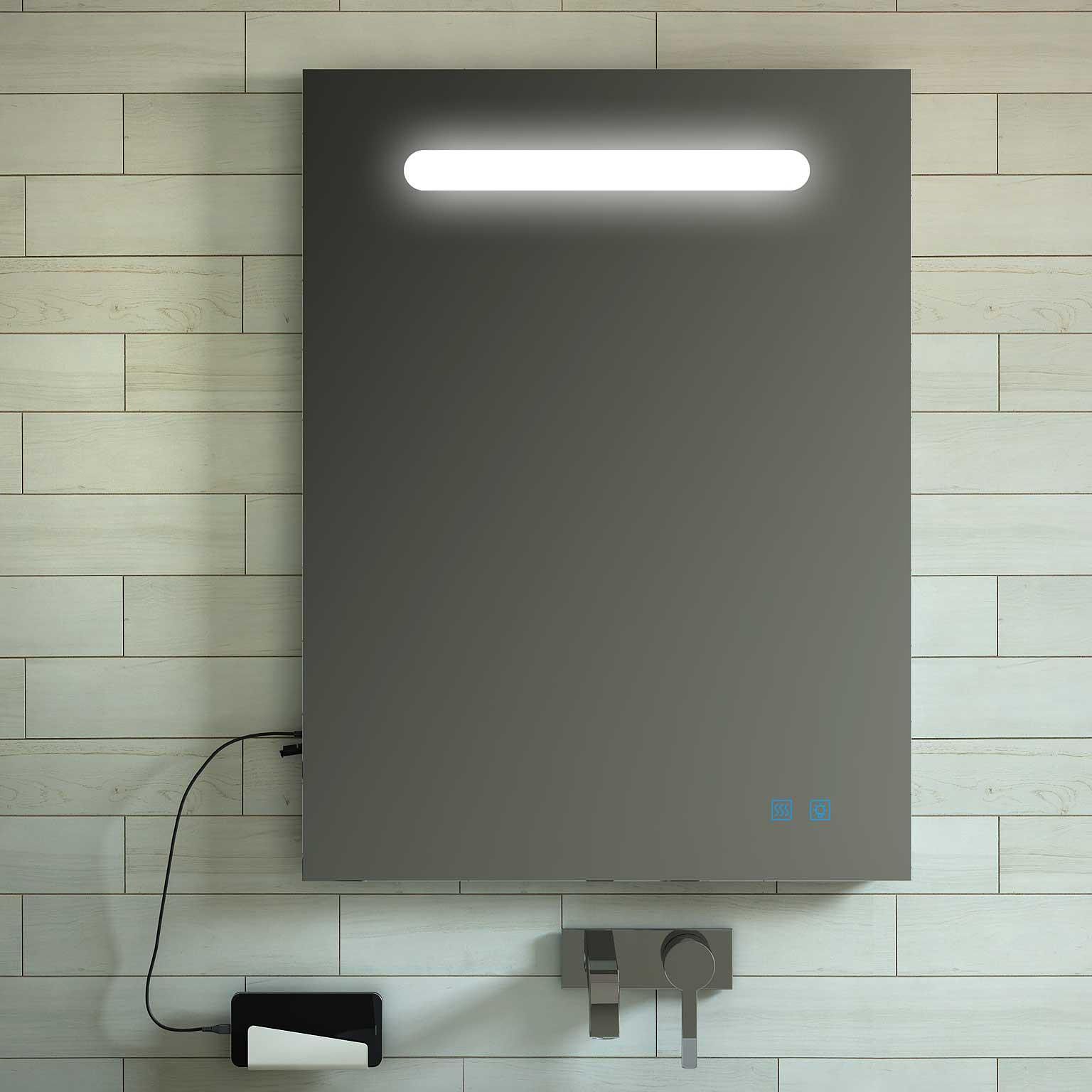 Elita Lina lustro 80x70 cm prostokątne z oświetleniem z matą grzewczą RE066765000010