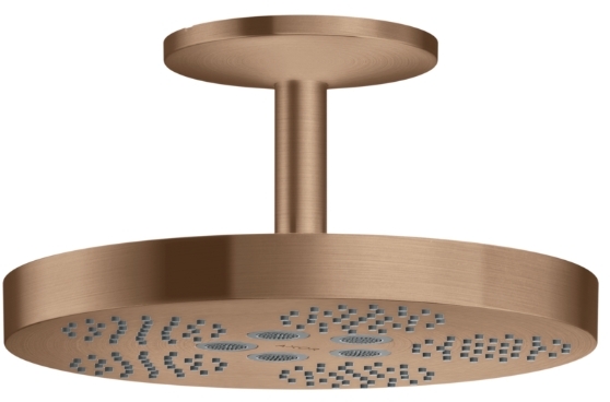 Axor One deszczownica z ramieniem sufitowym 28x28 cm okrągła czerwone złoto szczotkowane 48493310