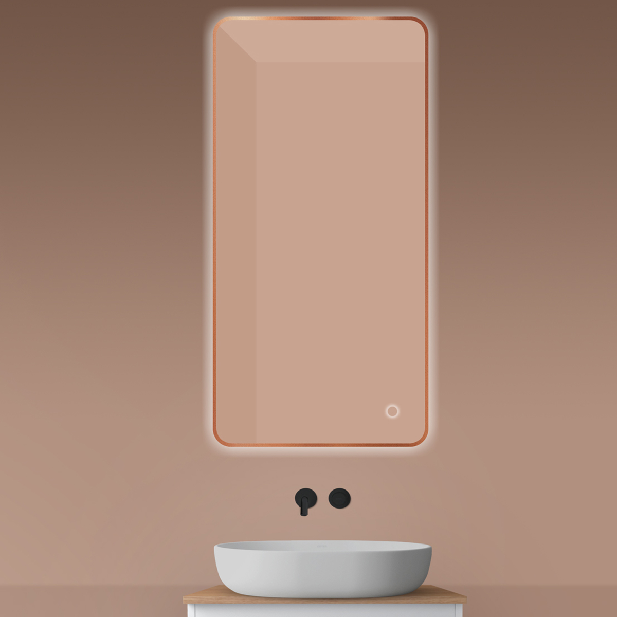 Oltens Nordlis lustro 60x120 cm prostokątne z oświetleniem od tyłu z matą grzewczą miedź szczotkowana 64121610