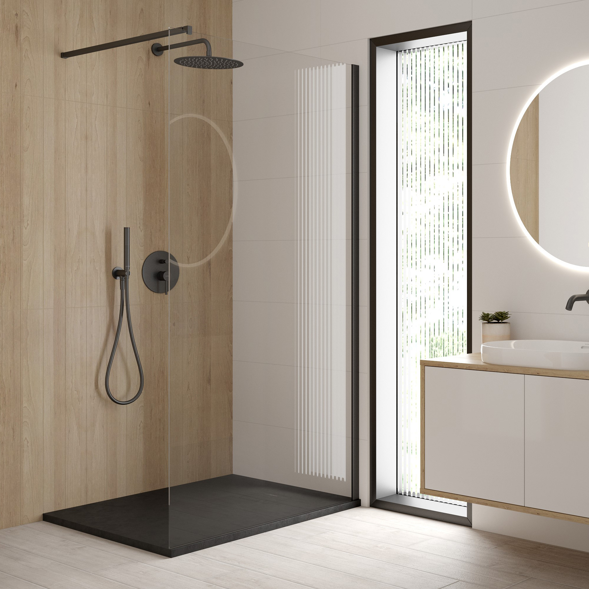 Oltens Bo ścianka prysznicowa 100 cm czarny mat/szkło przezroczyste 22002300 - Wysyłka w 24h