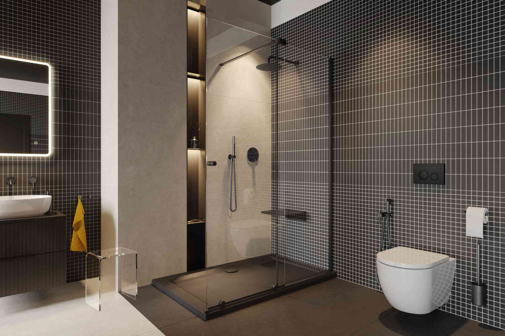 Excellent deszczownica 25x25 cm okrągła grafit szczotkowany AREX.3025AB