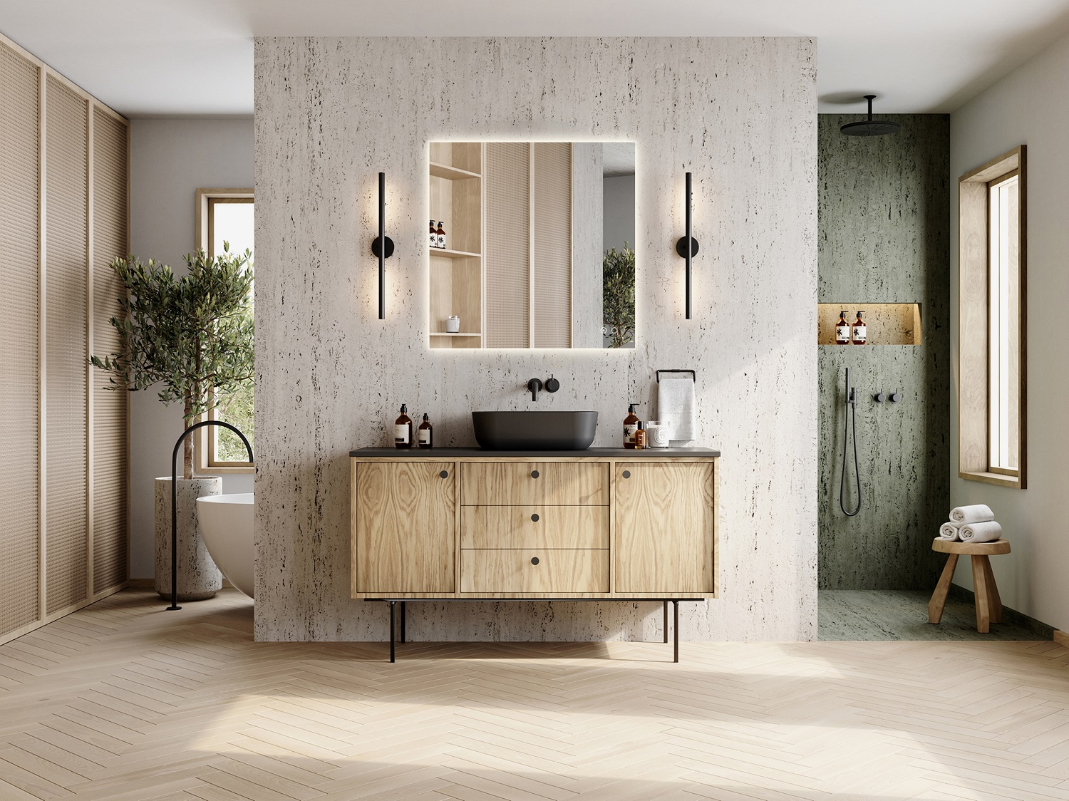 Elita Square lustro 80x80 cm kwadratowe z oświetleniem z matą grzewczą RE069528000010