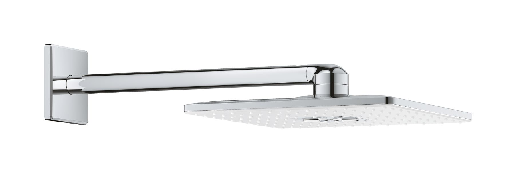 Grohe Rainshower 310 SmartActive Cube deszczownica 31 cm kwadratowa z ramieniem ściennym chrom/biały 26479LS0