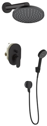 Zestaw Hansgrohe Vernis Blend bateria prysznicowa podtynkowa z deszczownicą i komplet natryskowy czarny mat (26277670, 27809670, 71449670, ...