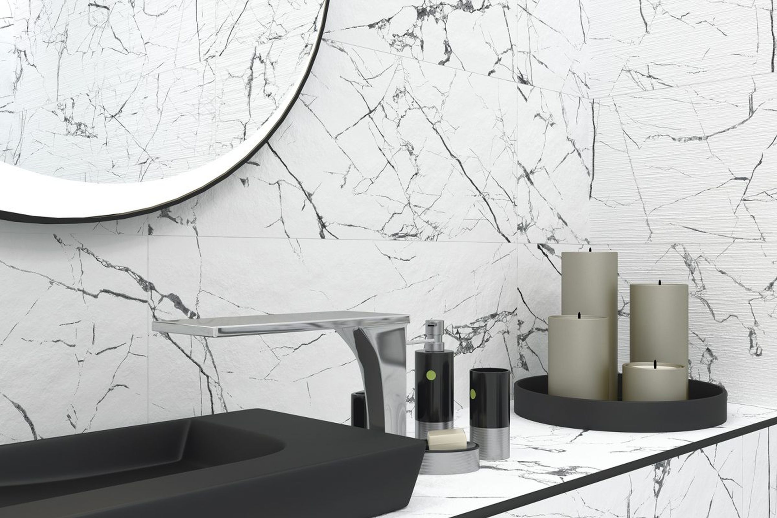 Stile Ceramic Niria płytka ścienna 35x90 cm STR biała/szara