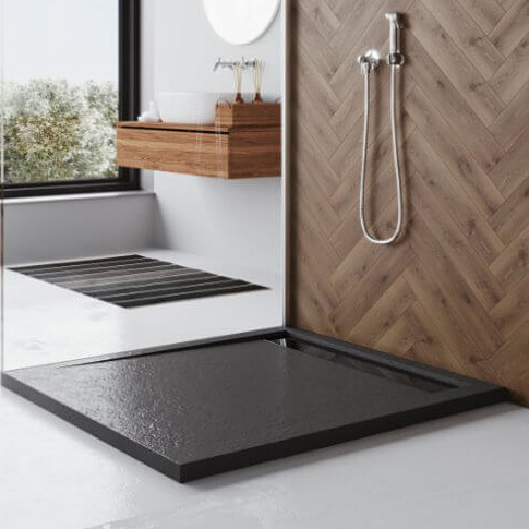 Polimat West New brodzik 120x100 cm prostokątny czarny 00329