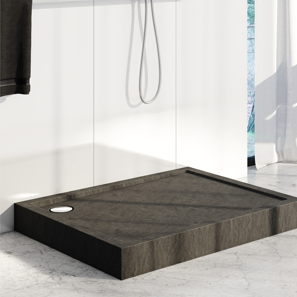 Schedline Cameron Black Stone brodzik 100x80 cm prostokątny czarny 3ST.C1P-80100/C/ST