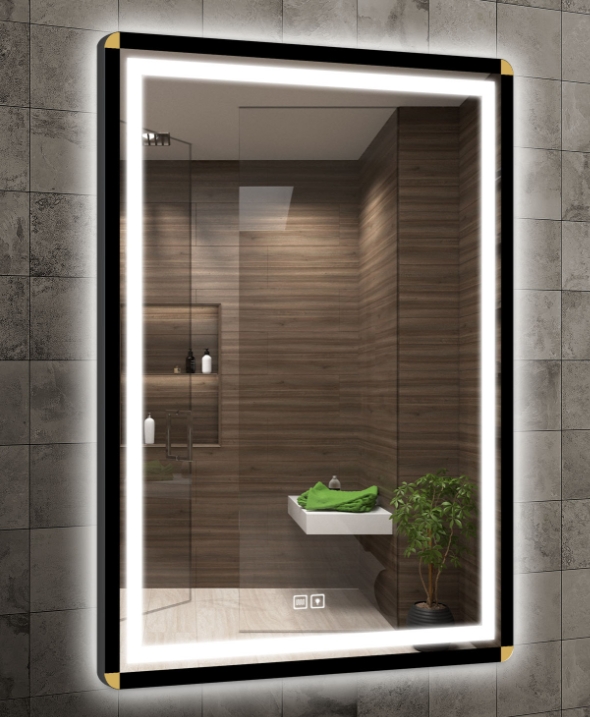 Venti Duo Gold lustro 60x80 cm prostokątne z oświetleniem z matą grzewczą czarny-złoty