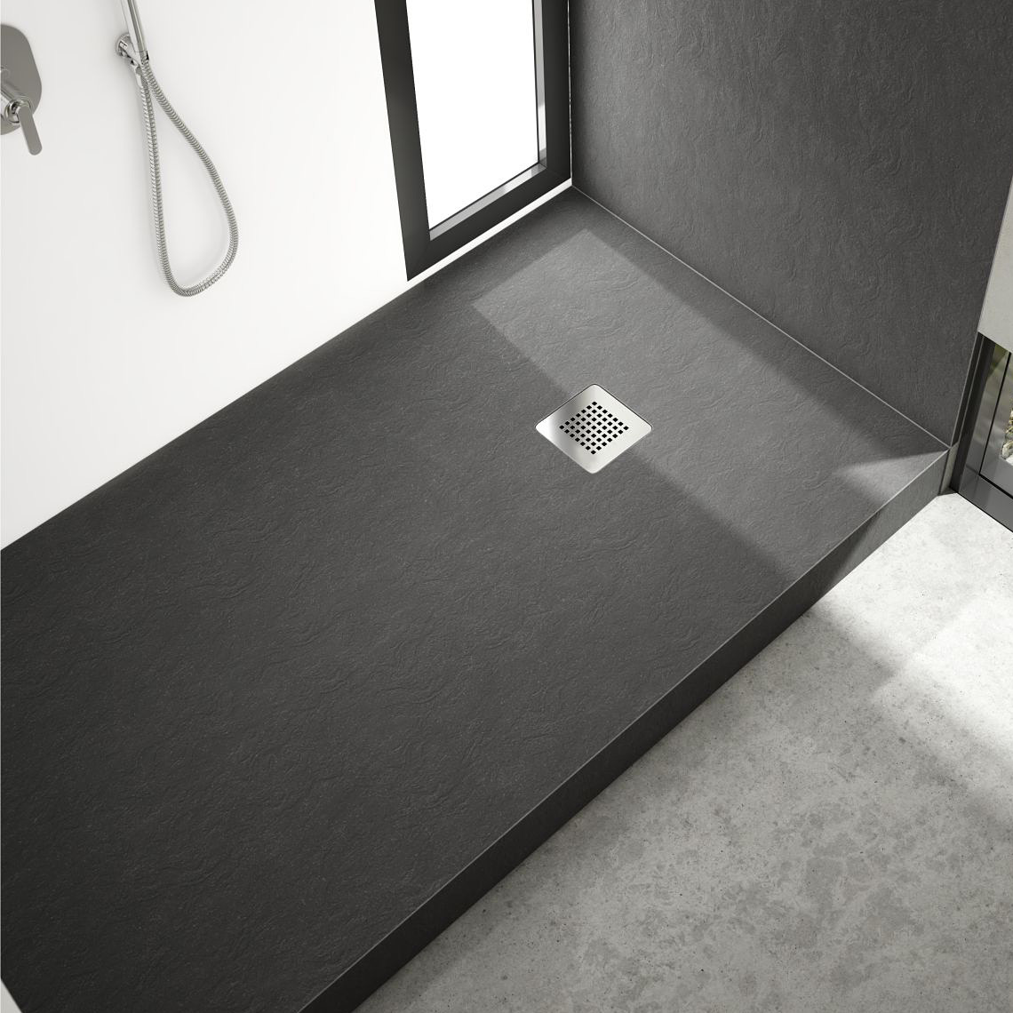 Schedpol New Horizons Black Stone brodzik 100x70 cm prostokątny czarny 3.3334/C/ST-M2