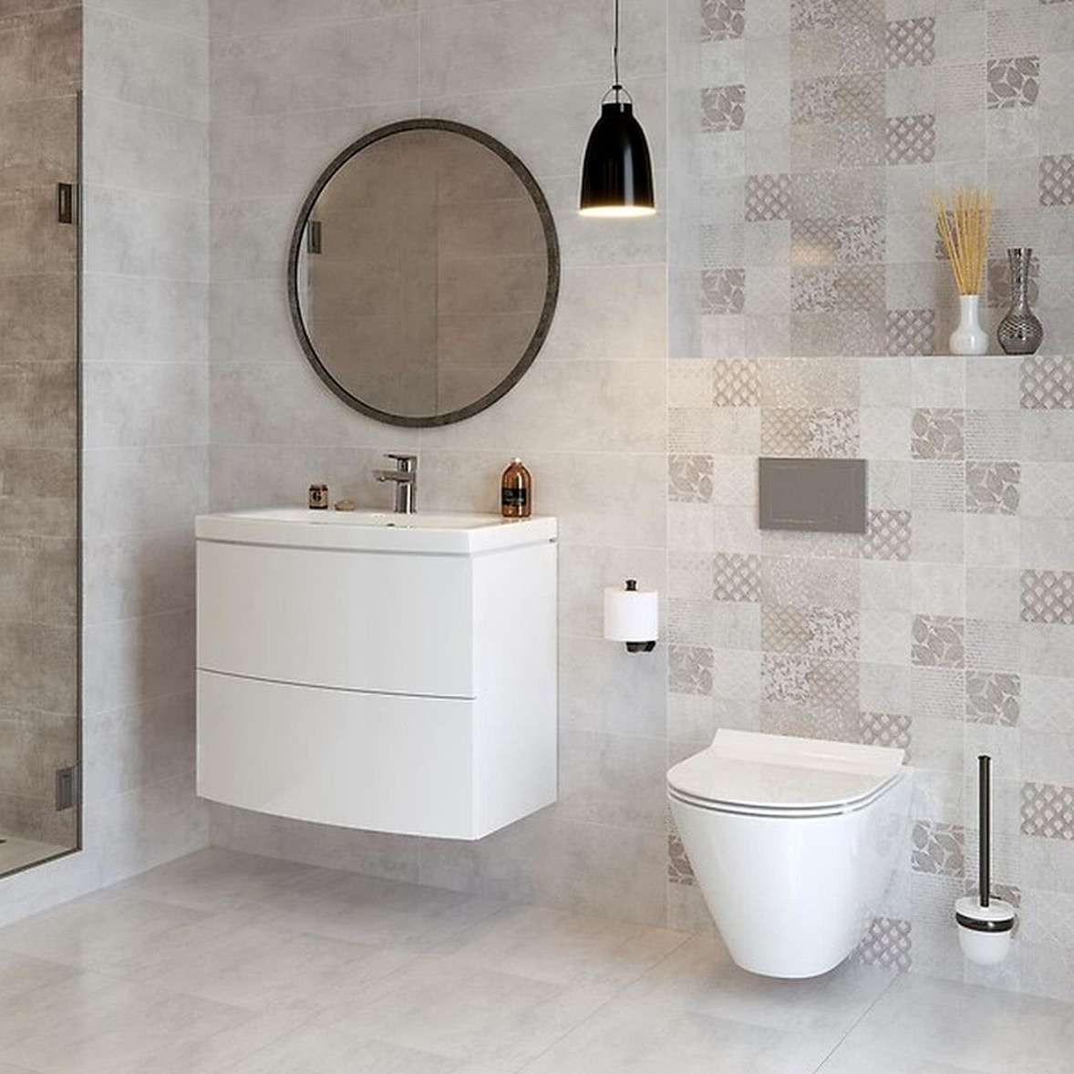 Cersanit Snowdrops patchwork płytka ścienna 20x60 cm