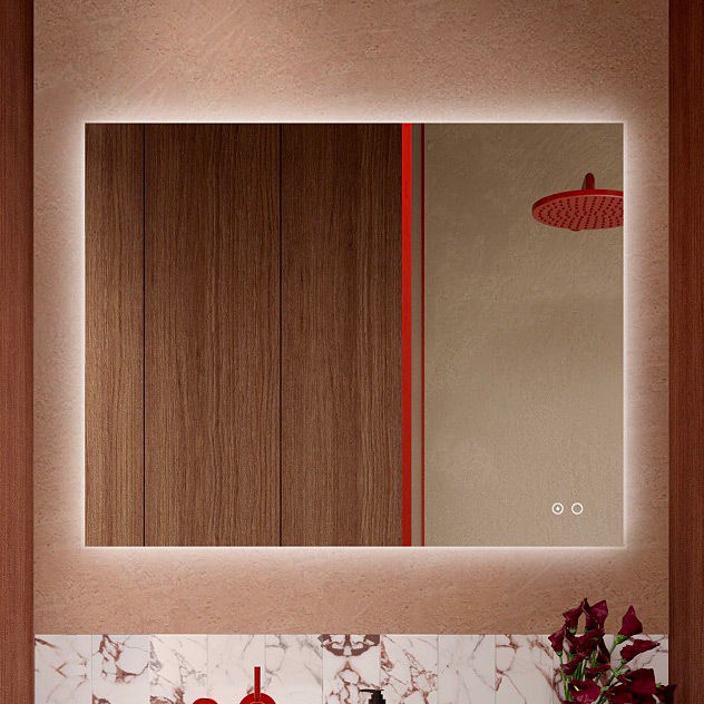 Elita Square lustro 100x80 cm prostokątne z oświetleniem z matą grzewczą white matt RE069529000010