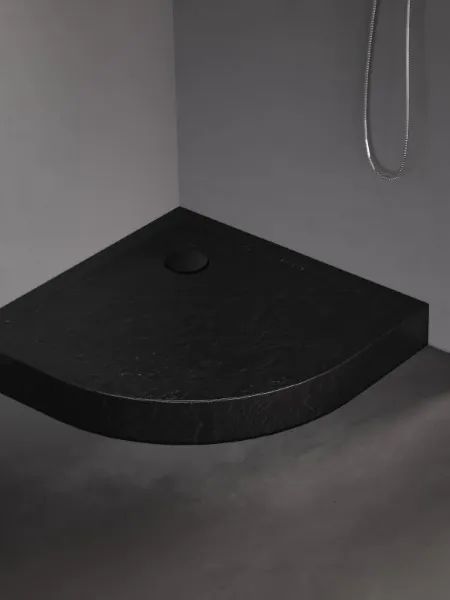 New Trendy Mild Stone brodzik 90x90 cm półokrągły czarny B-0559