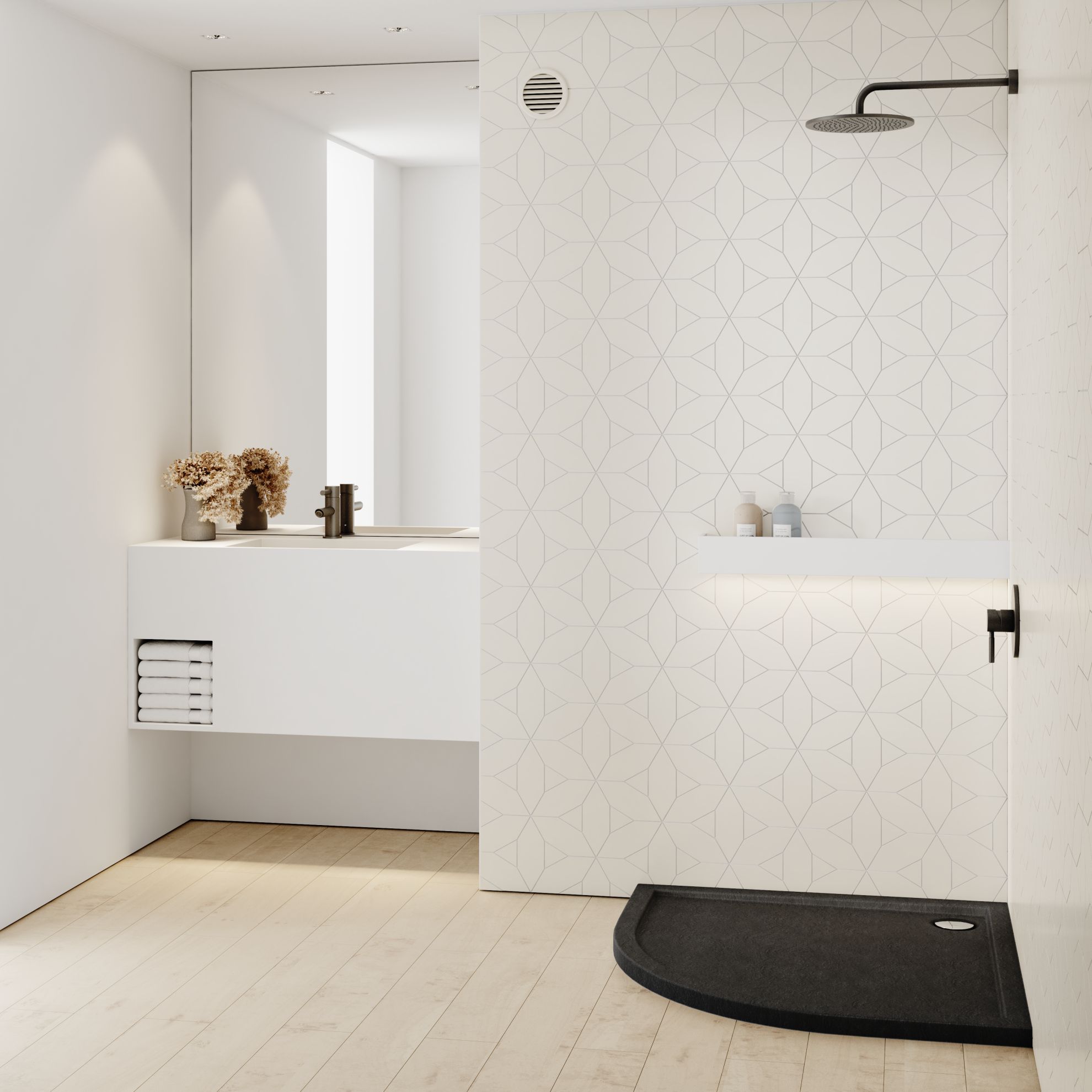 Schedline Sharper Black Stone brodzik 80x80 cm półokrągły czarny 3S.S1O-8080/C/ST