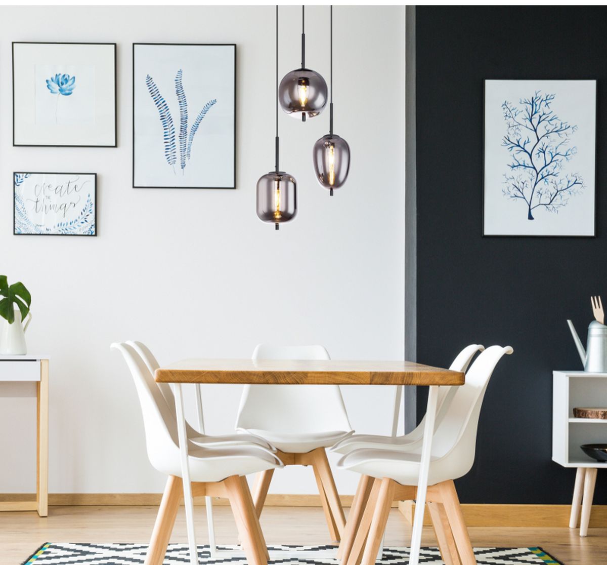 Globo Lighting Blacky lampa wisząca 3x40W czarny mat/szkło przydymione 15345-3