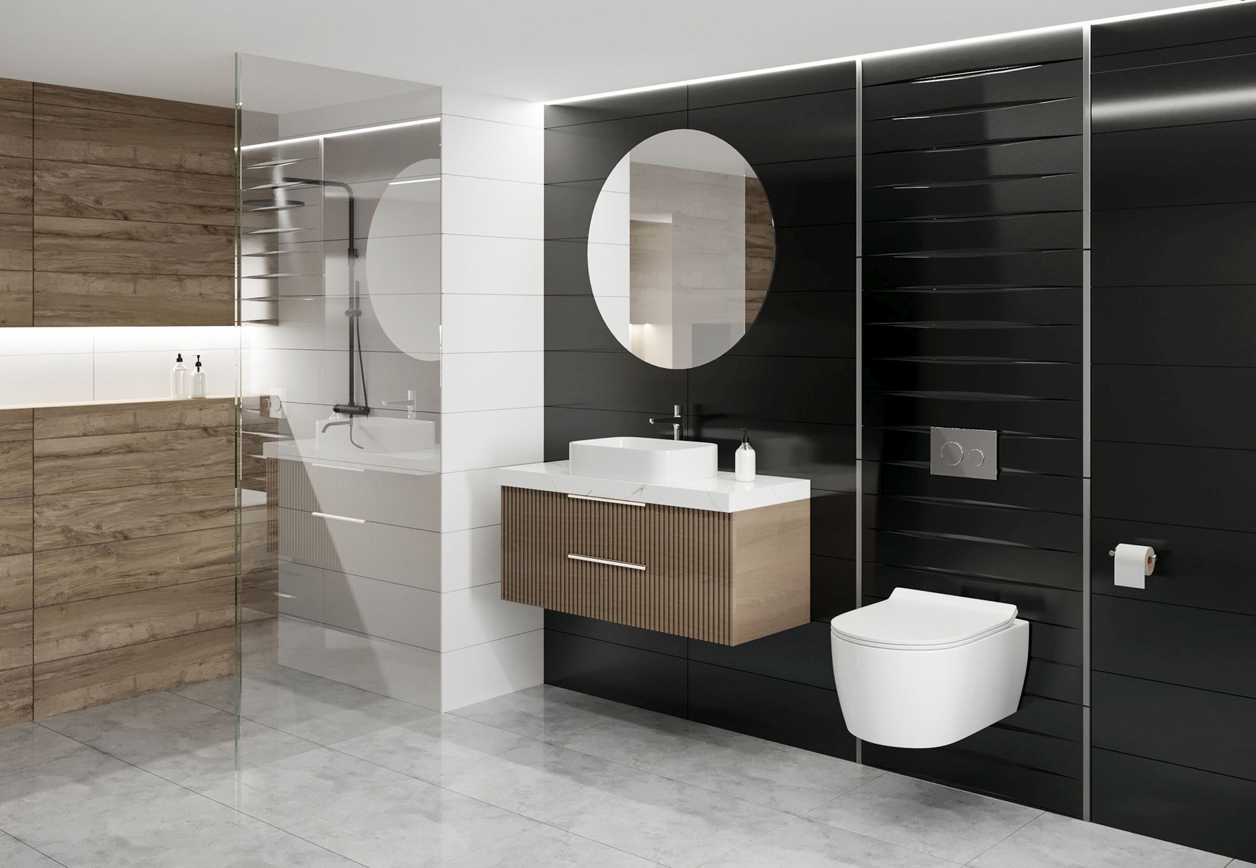 Euroceramic Luminer płytka ścienna 85x28 cm STR czarny połysk