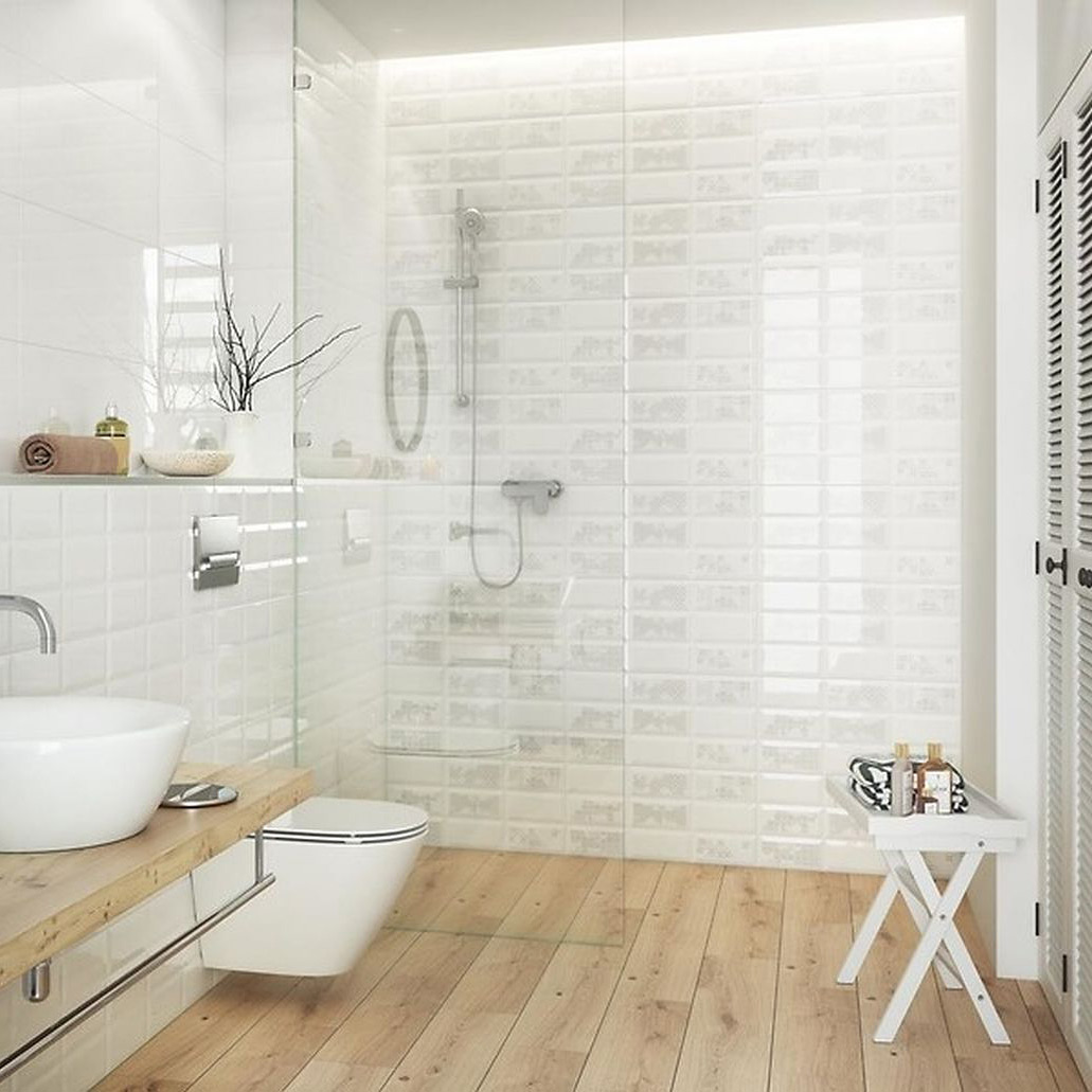 Cersanit Naris PS604 white glossy structure płytka ścienna 29,7x60 cm