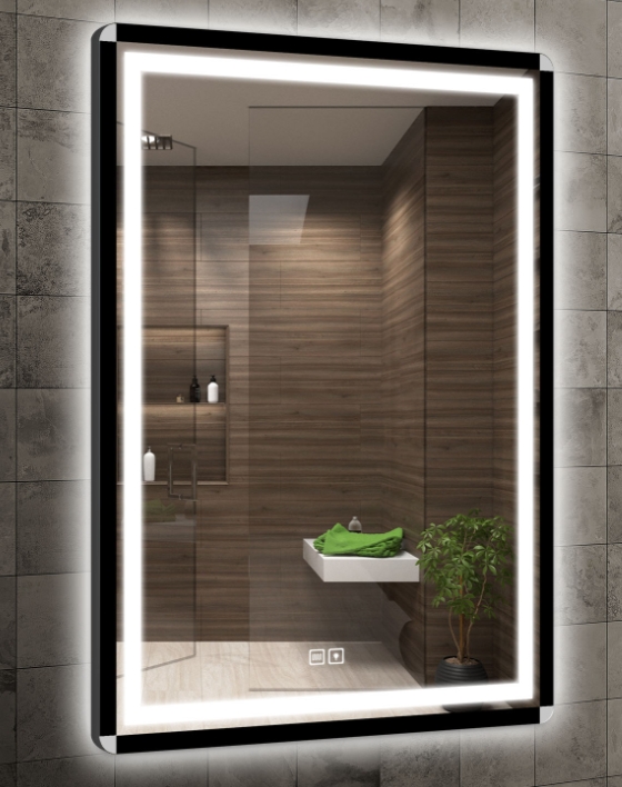 Venti Duo Silver lustro 60x80 cm prostokątne z oświetleniem z matą grzewczą czarny-srebrny