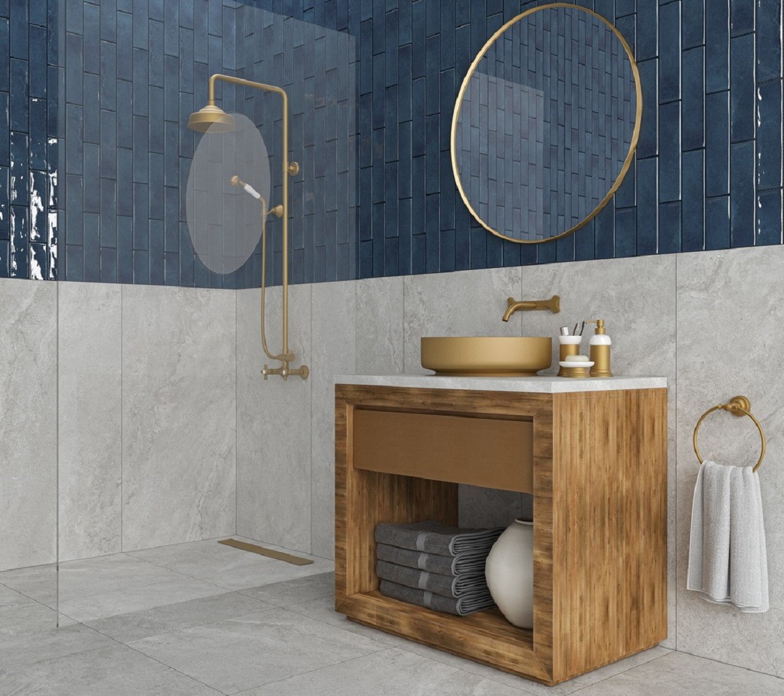 Ecoceramic Harlequin Lagoon płytka ścienna 7x28 cm