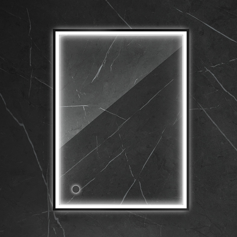 Oltens Nordlis lustro 60x80 cm prostokątne z oświetleniem z przodu z matą grzewczą czarny 64105300 - Wysyłka w 24h