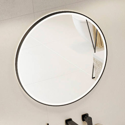 Excellent Corido lustro 100x100 cm okrągłe z oświetleniem z matą grzewczą czarny DOEX.CO100.BL