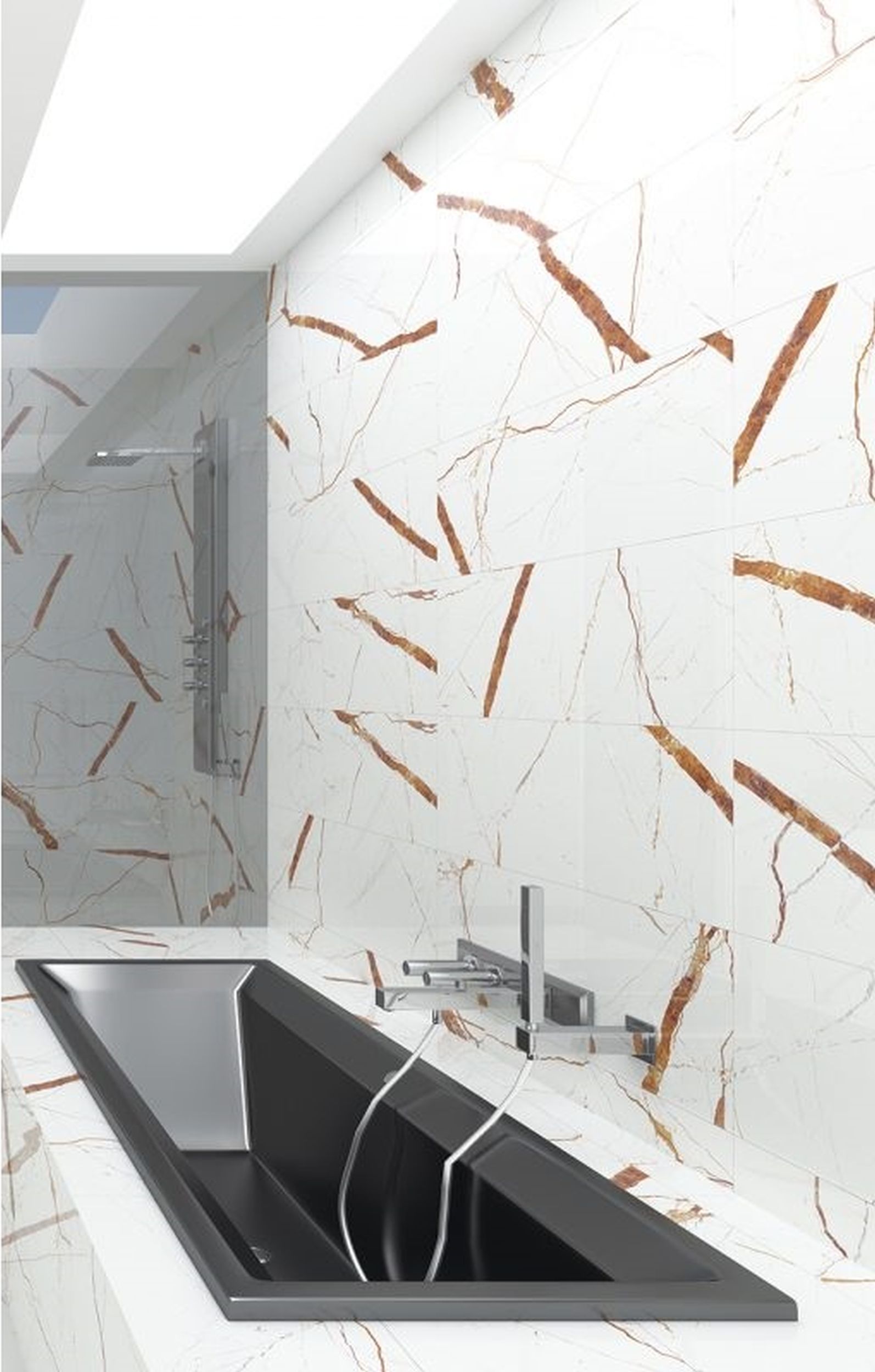 Stile Ceramic Pless płytka ścienna 35x90 cm biała/pomarańczowa