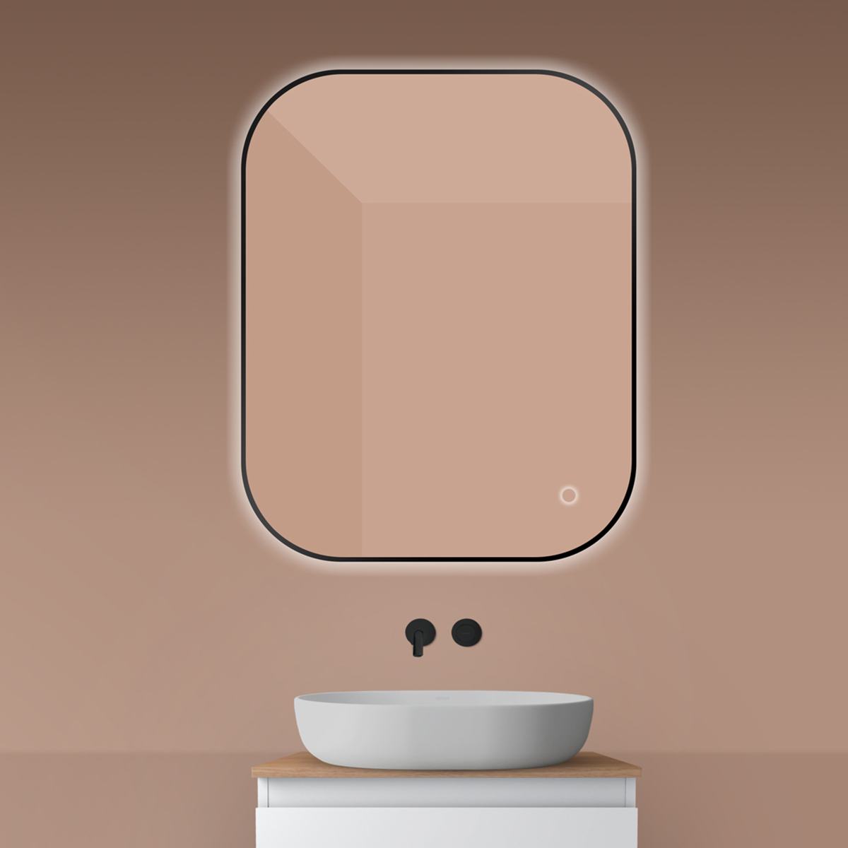 Oltens Nordlis lustro 80x100 cm prostokątne z oświetleniem od tyłu z matą grzewczą czarny 64127300 - Wysyłka w 24h