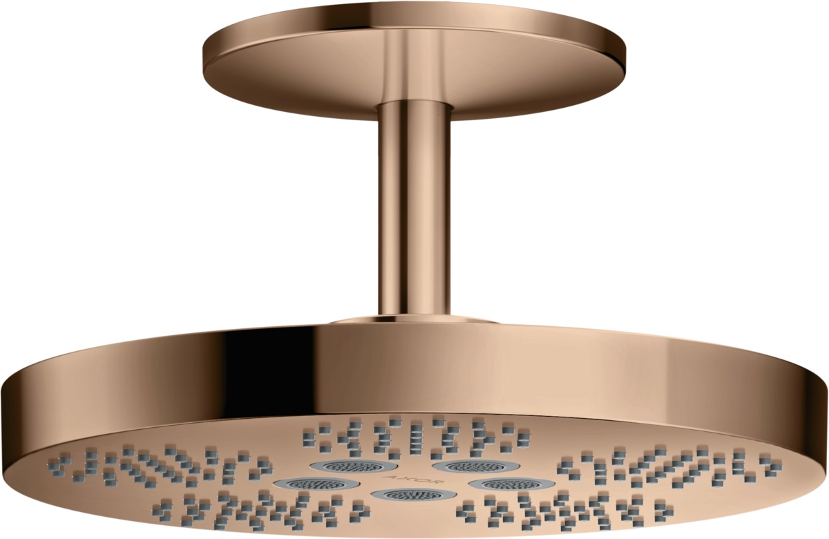 Axor One deszczownica 28,2 cm okrągła z ramieniem sufitowym czerwony złoty polerowany 48494300