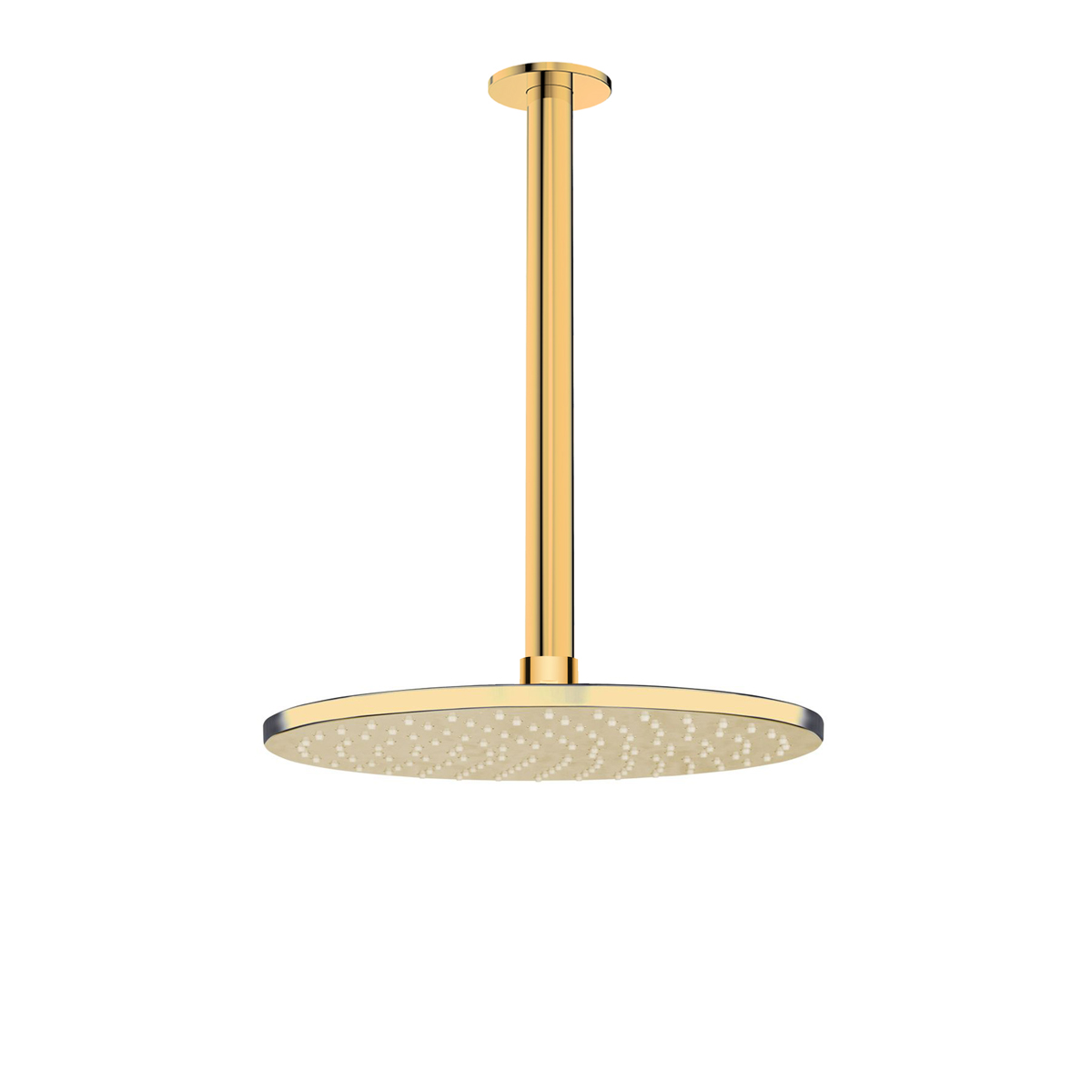 Oltens Atran deszczownica 22 cm okrągła z ramieniem sufitowym Aera złoty połysk 36084800