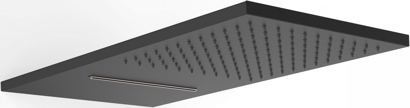 Tres Exclusive deszczownica 55x28 cm prostokątna z kaskadą czarny mat 29990301NM