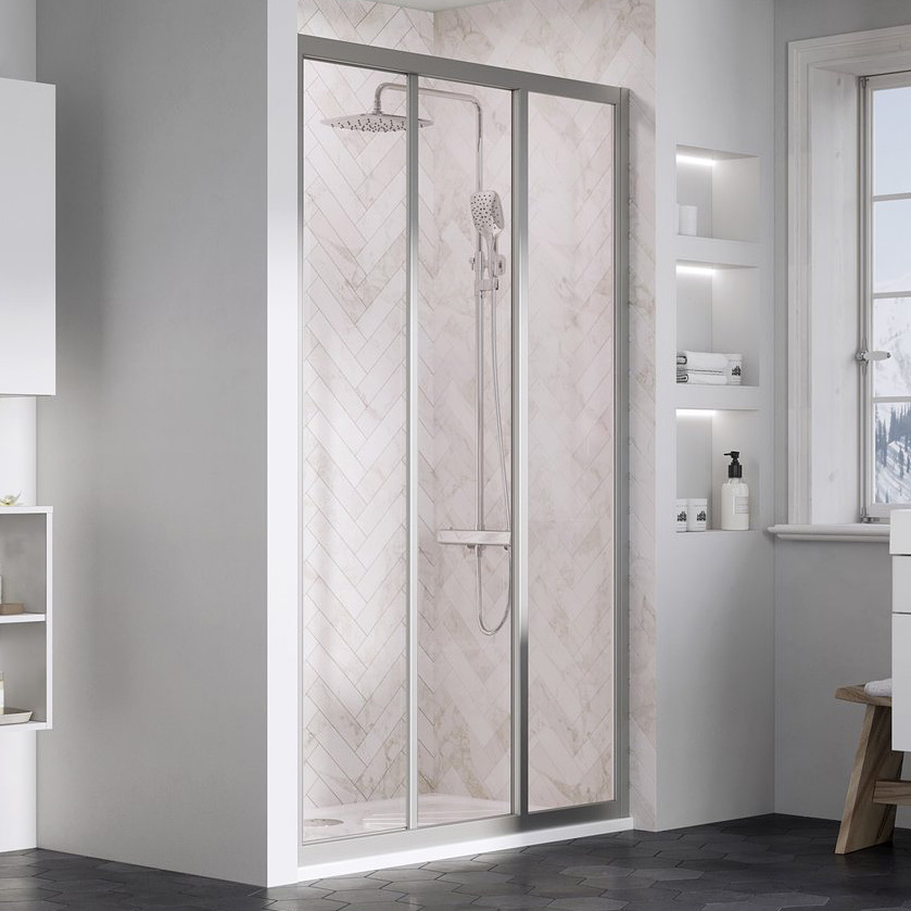 Ravak Supernova drzwi prysznicowe 90 cm rozsuwane satyna mat/szkło przezroczyste 00V70UR2Z1