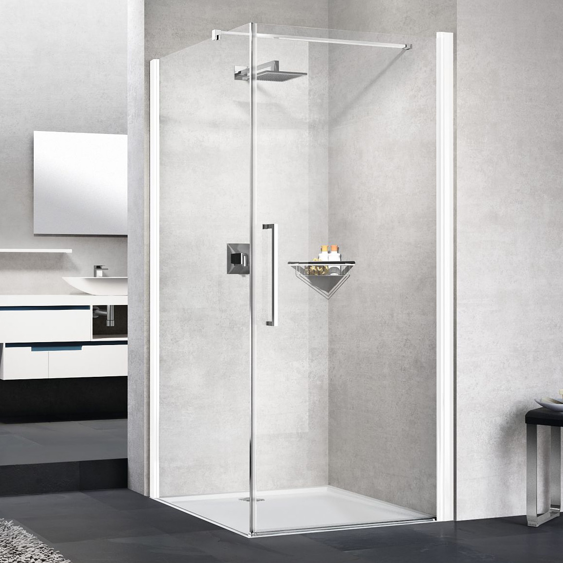 Novellini Young 2.0 G+F drzwi prysznicowe 72 cm biały mat/szkło przezroczyste Y2G72-1U