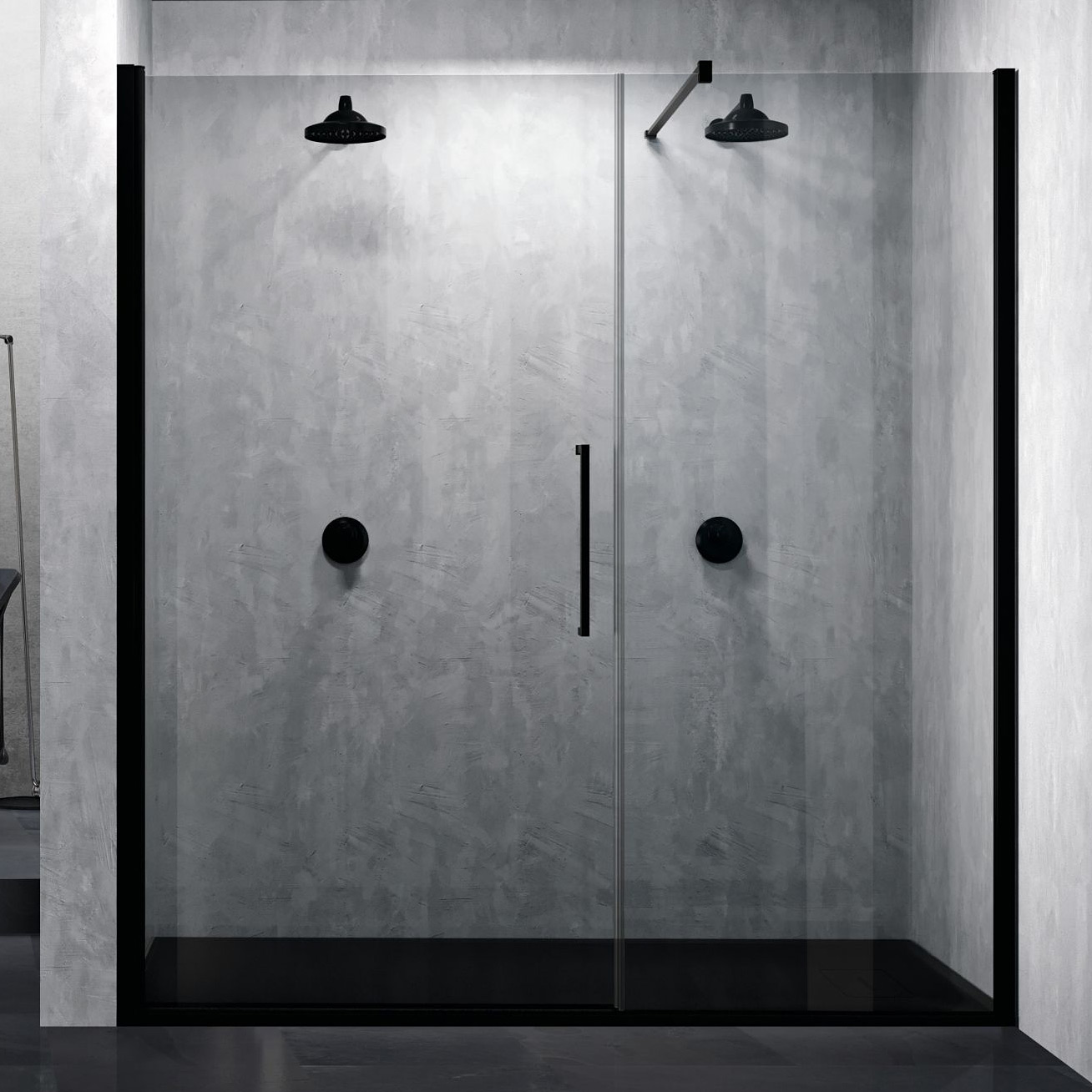 Novellini Young 2.0 G+F drzwi prysznicowe 167 cm czarny/szkło przezroczyste Y2GFL167-1H