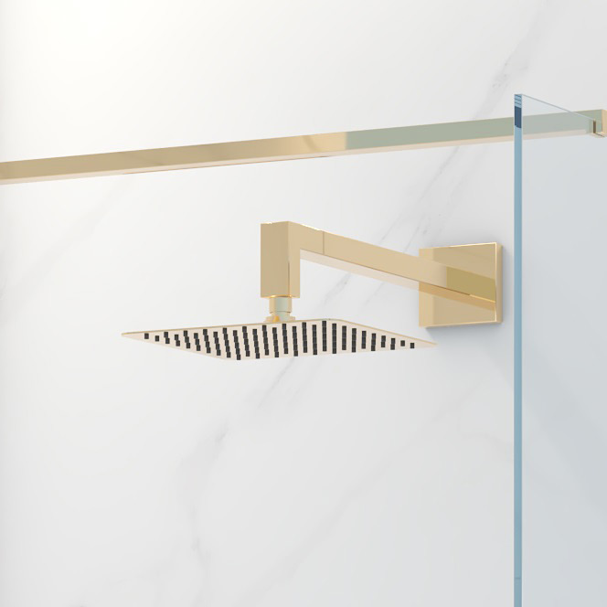 Oltens Vindel (S) Lagan (S) deszczownica 30 cm kwadratowa z ramieniem ściennym złoty połysk 36014800 - Wysyłka w 24h