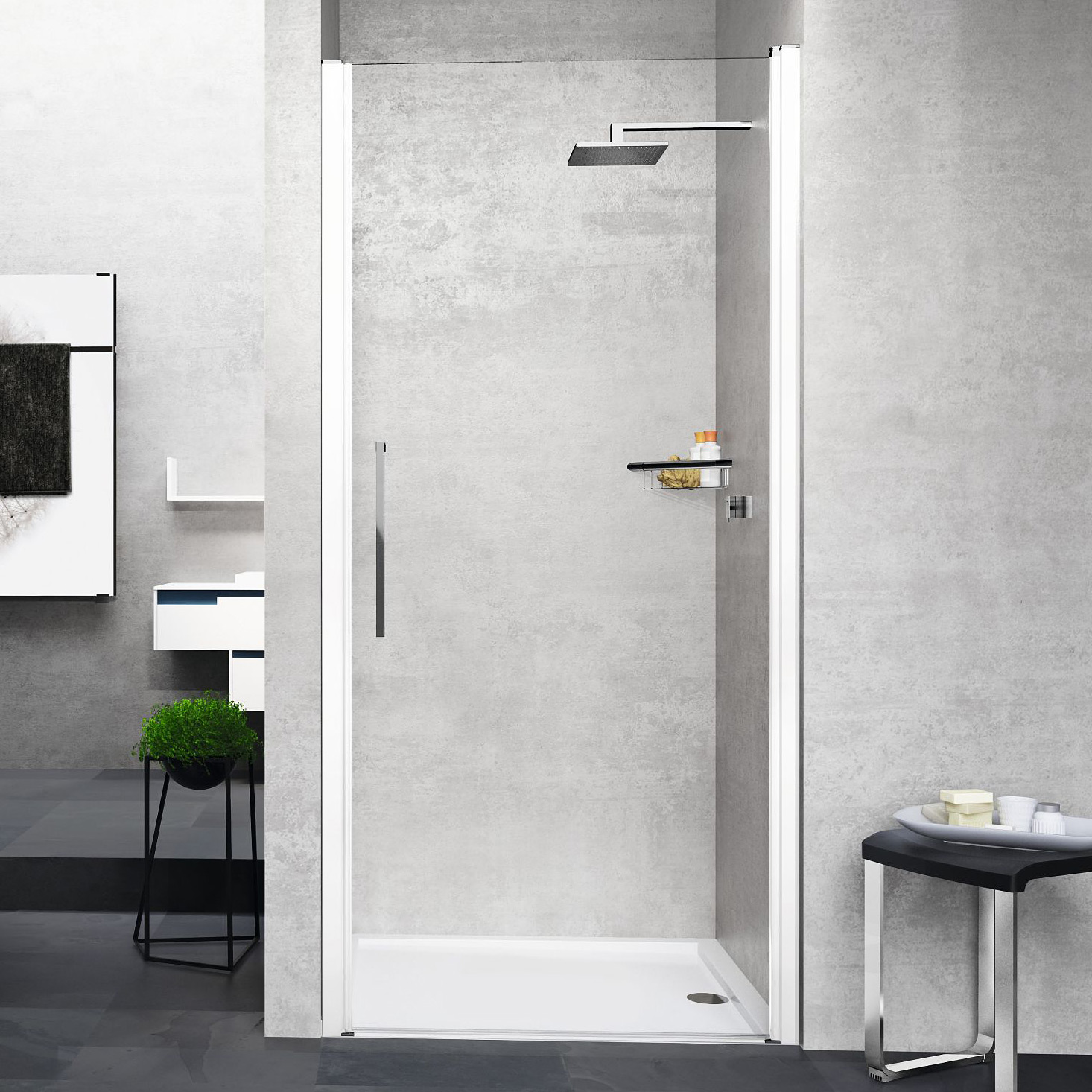 Novellini Young 1B drzwi prysznicowe 72 cm biały mat/szkło przezroczyste Y21B72-1U