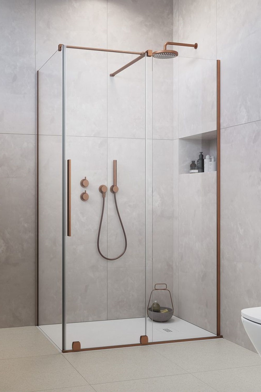 Radaway Furo Brushed Copper KDJ drzwi prysznicowe 52,2 cm prawe miedź szczotkowana/szkło przezroczyste 10104522-93-01R - Wysyłka w 24h