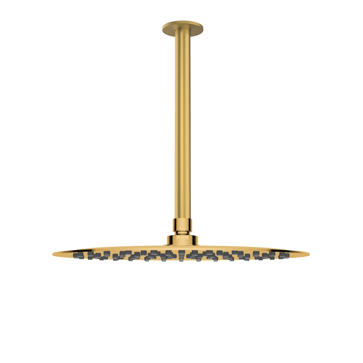 Oltens Vindel deszczownica 30 cm okrągła z ramieniem sufitowym Aera złoto szczotkowane 36081810