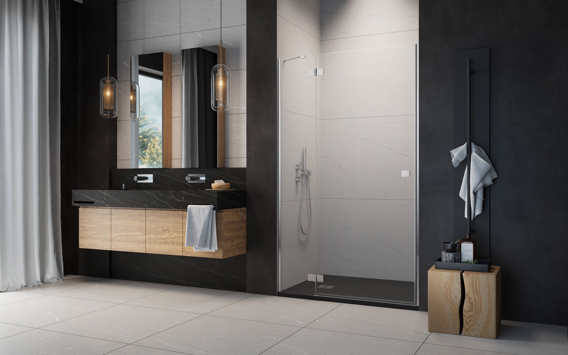 Radaway Essenza New DWJ drzwi prysznicowe 120 cm uchylne chrom połysk/szkło przezroczyste 1385016-01-01L