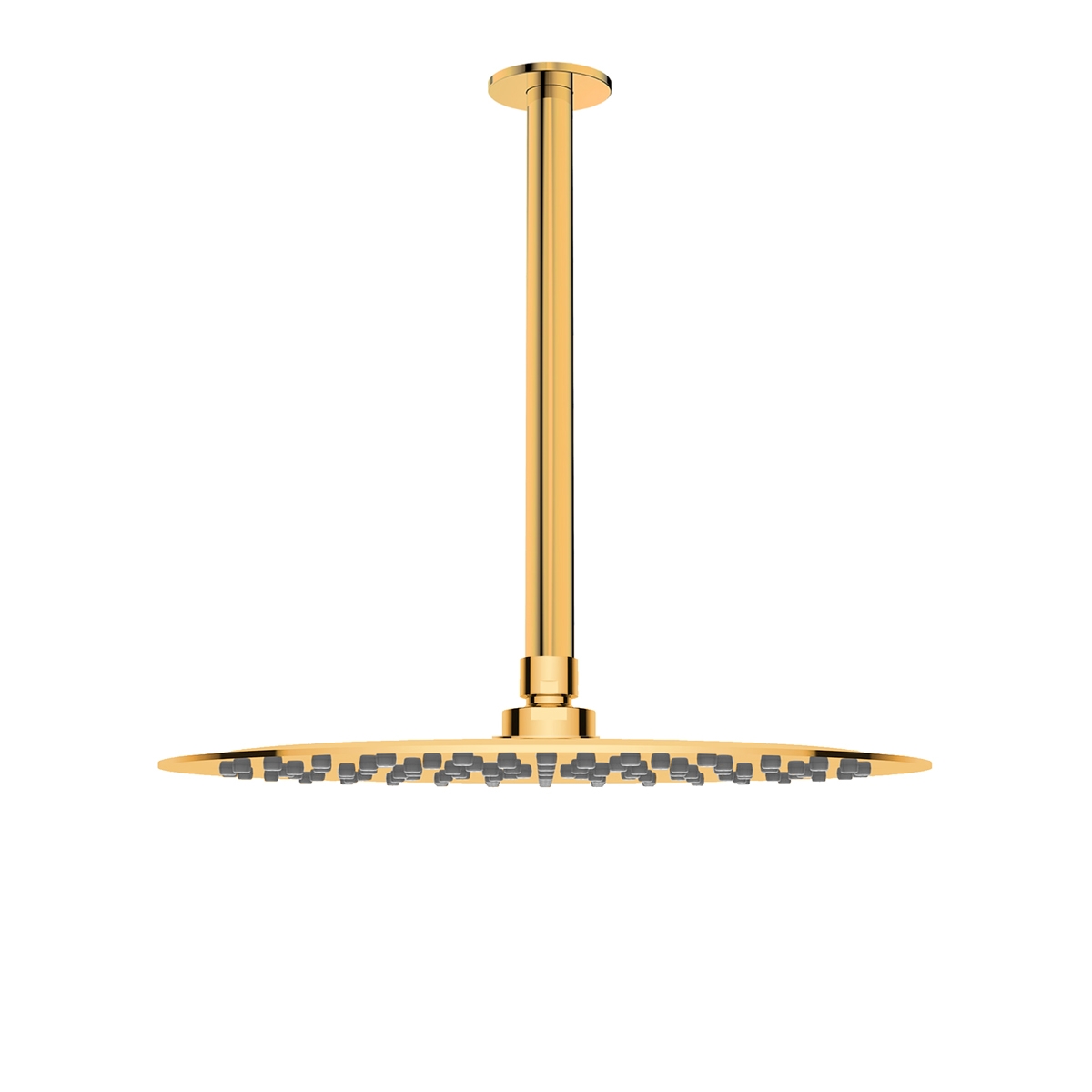 Oltens Vindel deszczownica 30 cm okrągła z ramieniem sufitowym Aera złoty połysk 36081800