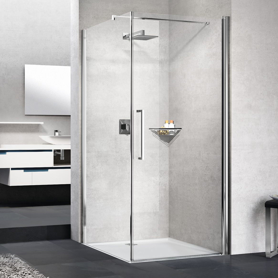 Novellini Young 2.0 G+F drzwi prysznicowe 69 cm chrom/szkło przezroczyste Y2G69-1K