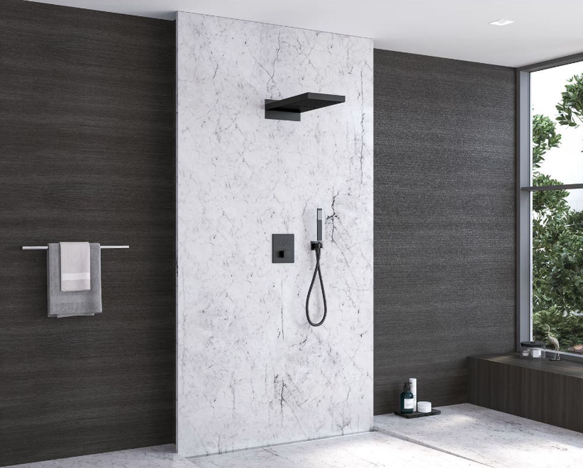 Kronenbach Spa deszczownica 50x25 cm prostokątna czarny mat KBMBBPRBOR250-2-BL - Wysyłka w 24h