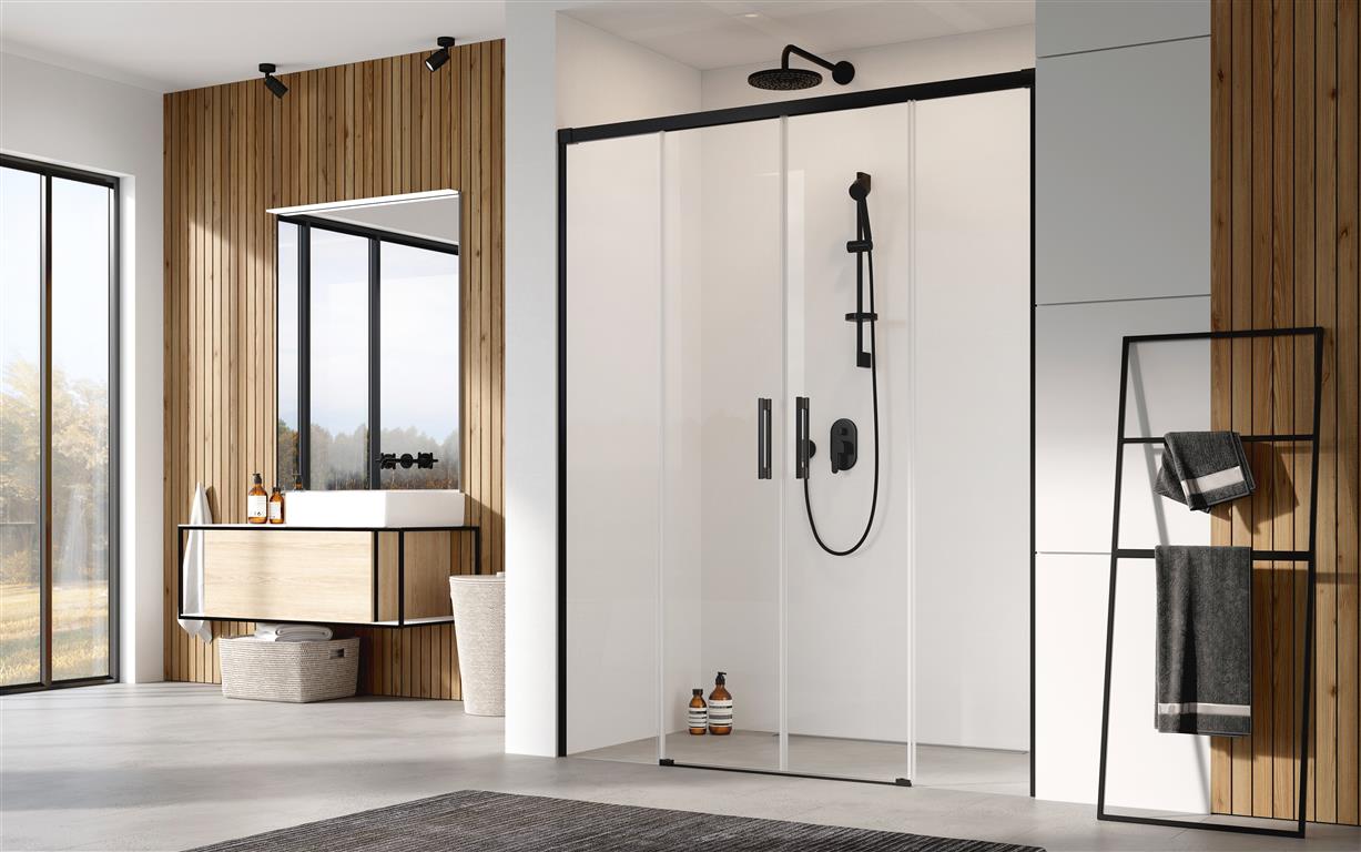 Radaway Idea 8 Black DWD drzwi prysznicowe 47 cm rozsuwane czarny mat/szkło przezroczyste 10380470-54-01