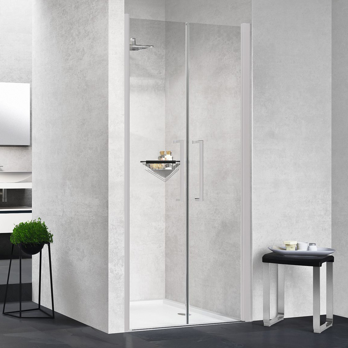 Novellini Young 2.0 2B drzwi prysznicowe 77 cm biały mat/szkło przezroczyste Y22B77-1U